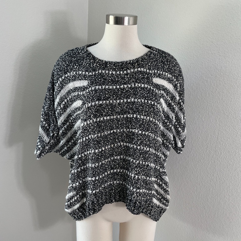 Elizabeth & James Womens Small Short‎ Sleeve Striped Knit Sweater Knit Top